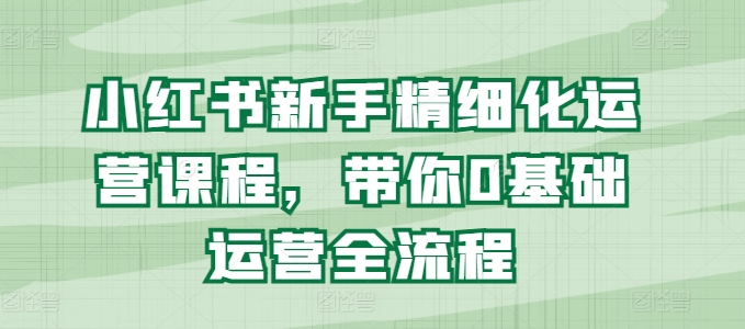 小红书新手精细化运营课程，带你0基础运营全流程-第一资源网