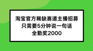 淘宝官方稀缺赛道主播招募 ,只需要5分钟说一句话, 全勤奖2000【揭秘】-第一资源网