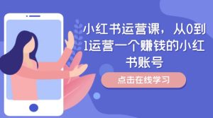 小红书运营课,从0到1运营一个赚钱的小红书账号-第一资源网