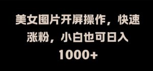 美女图片开屏操作,快速涨粉,小白也可日入1k【揭秘】-第一资源网