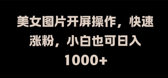 美女图片开屏操作，快速涨粉，小白也可日入1k【揭秘】-第一资源网
