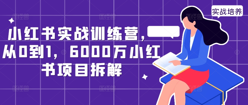 小红书实战训练营，从0到1，6000万小红书项目拆解-第一资源网