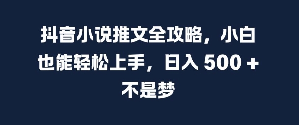 抖音小说推文全攻略，小白也能轻松上手，日入 5张+ 不是梦【揭秘】-第一资源网
