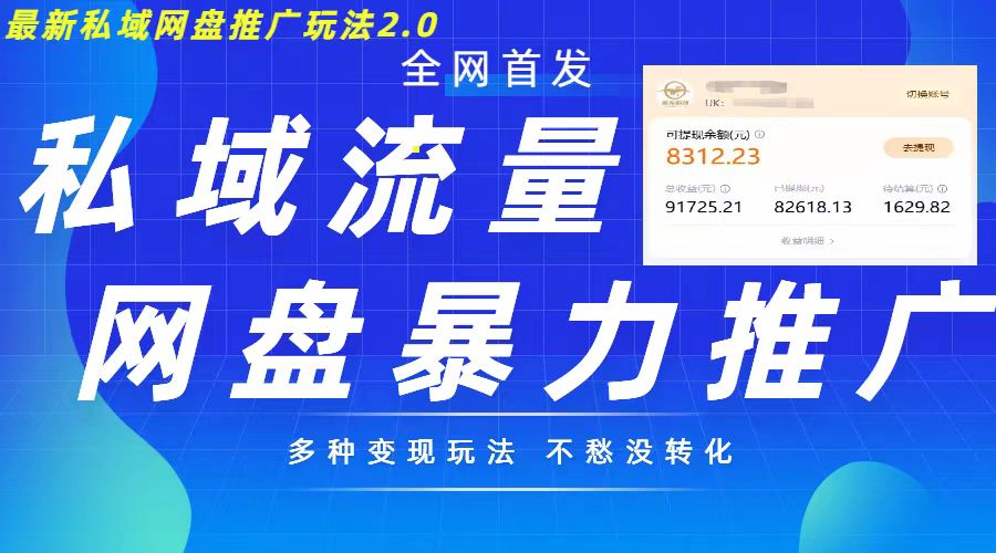 最新暴力私域网盘拉新玩法2.0，多种变现模式，并打造私域回流，轻松日入500+【揭秘】-第一资源网