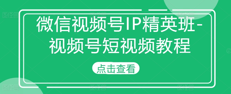 微信视频号IP精英班-视频号短视频教程-第一资源网