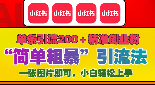 12月底小红书”简单粗暴“引流法，单条引流200+精准创业粉-第一资源网