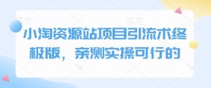 小淘资源站项目引流术终极版,亲测实操可行的-第一资源网
