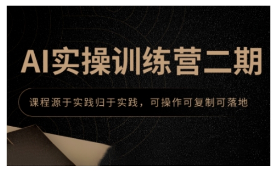 AI实操训练营二期，课程源于实践归于实践，可操作可复制可落地-第一资源网