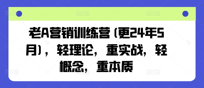老A营销训练营(更25年1月)，轻理论，重实战，轻概念，重本质-第一资源网