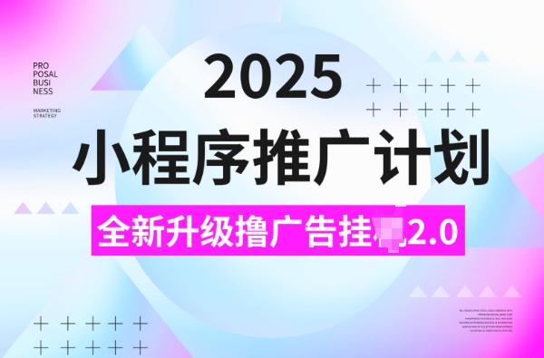 2025小程序推广计划，撸广告挂JI3.0玩法，日均5张【揭秘】-第一资源网