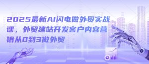 2025最新AI闪电做外贸实战课,外贸建站开发客户内容营销从0到3做外贸-第一资源网