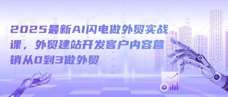 2025最新AI闪电做外贸实战课，外贸建站开发客户内容营销从0到3做外贸-第一资源网