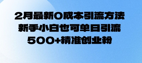 2月最新0成本引流方法，新手小白也可单日引流500+精准创业粉-第一资源网