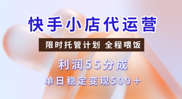 快手小店代运营3.0，模式新升级，收益55分，稳定单日5张【揭秘】-第一资源网
