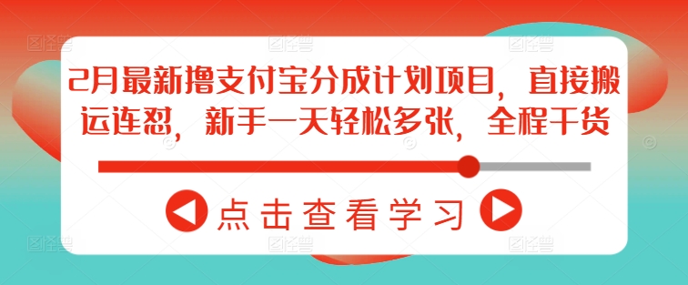 2月最新撸支付宝分成计划项目，直接搬运连怼，新手一天轻松多张，全程干货-第一资源网