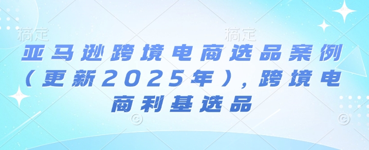 亚马逊跨境电商选品案例(更新2025年3月)，跨境电商利基选品-第一资源网