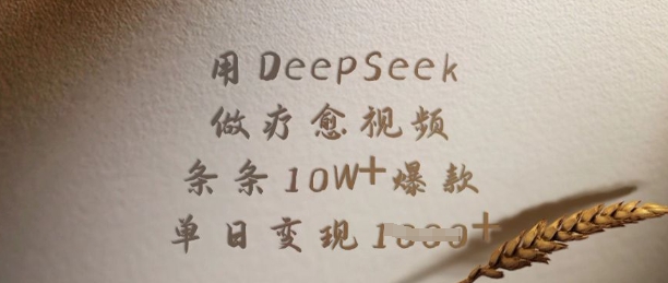 用DeepSeek做疗愈视频，条条10W+爆款，单日变现多张-第一资源网