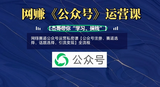 网创赛道公众号运营私密课【公众号注册、赛道选择、话题选择、引流变现】全流程-第一资源网
