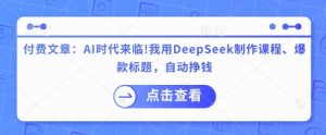付费文章:AI时代来临!我用DeepSeek制作课程、爆款标题,自动挣钱-第一资源网