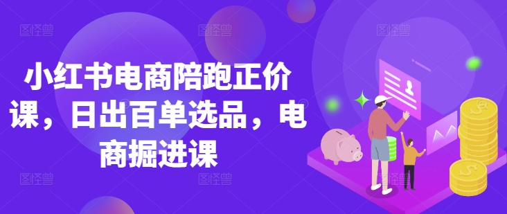 小红书电商陪跑正价课，小红书官方认证电商讲师教学，日出百单选品，电商掘进课-第一资源网