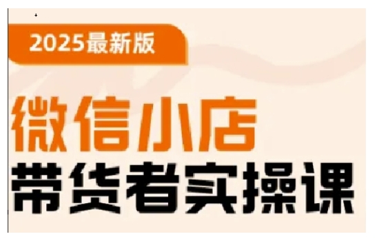 2025最新版微信小店带货者实操课，基础操作到高级运营技巧，快速上手-第一资源网