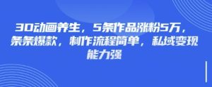 3D动画养生,5条作品涨粉5万,条条爆款,制作流程简单,私域变现能力强-第一资源网