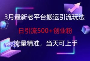 3月最新老平台搬运引流玩法,日引流500+创业粉,流量精准,当天可上手-第一资源网