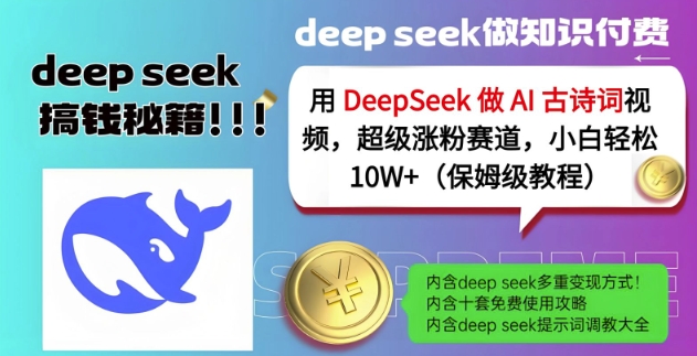 用DeepSeek做AI古诗词视频，超级涨粉赛道，小白轻松涨粉10W+(保姆级教程)-第一资源网