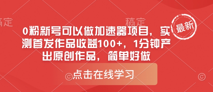 0粉新号可以做的加速器项目，实测首发作品收益100+，1分钟产出原创作品，简单好做-第一资源网