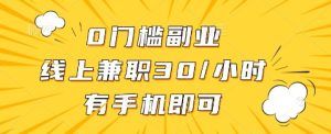 0门槛副业,线上兼职30一小时,有手机即可【揭秘】-第一资源网