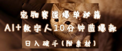 宠物赛道爆单秘籍：AI+数字人10分钟造爆款，日入1k-第一资源网