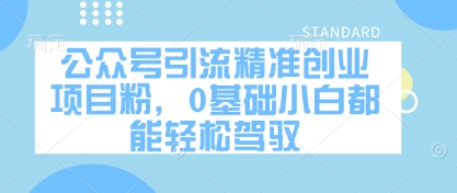 公众号引流精准创业项目粉，0基础小白都能轻松驾驭-第一资源网
