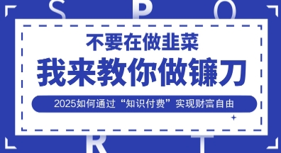 韭菜生涯终结者，我来教你做镰刀，2025如何通过“知识付费”实现财F自由【揭秘】-第一资源网