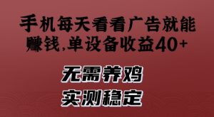 手机每天看看广告就能挣钱,单设备收益40+,无需养鸡,实测稳定【揭秘】-第一资源网