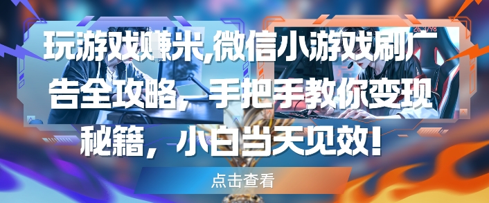 玩游戏挣米，微信小游戏刷广告全攻略，手把手教你变现秘籍，小白当天见效-第一资源网