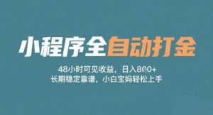 小程序全自动打金,48小时可见收益,日入多张,长期稳定靠谱,小白宝妈轻松上手【揭秘】-第一资源网