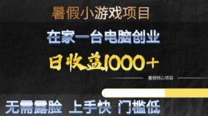 暑假小游戏项目，在家一台电脑创业，日收益1k+，无需露脸，上手快门槛低【揭秘】-第一资源网