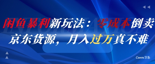 闲鱼暴利新玩法：零成本倒卖京东货源，月入过1W真不难-第一资源网