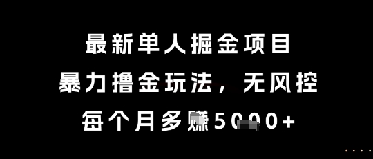 最新单人掘金项目，暴力撸金玩法，无风控，每个月多挣5k+【揭秘】-第一资源网