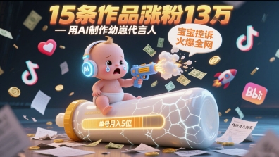 用AI制作幼崽代言人，宝宝的控诉火爆全网，15条作品涨粉13W，单号月入5位数实操教程-第一资源网