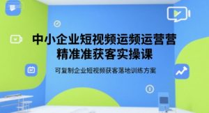 中小企业短视频运营精准获客实操课,可复制企业短视频获客落地训练方案-第一资源网