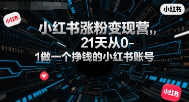 小红书涨粉变现营，21天从0-1做一个挣钱的小红书账号-第一资源网
