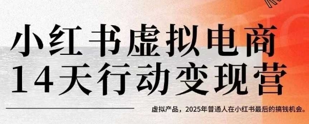 小红书虚拟电商14天变现训练营，虚拟产品，2025年普通人在小红书最后的搞钱机会-第一资源网