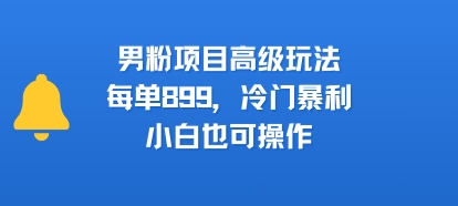 男粉项目高级玩法，每单899，冷门暴利，小白也可操作-第一资源网