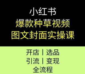 小红书爆款种草视频图文封面实操课，开店、选品、引流、变现全流程-第一资源网
