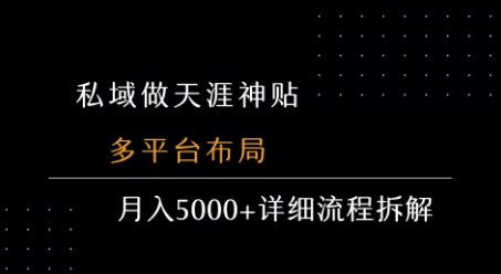 私域做天涯神贴 多平台布局 月入5k+详细流程拆解-第一资源网
