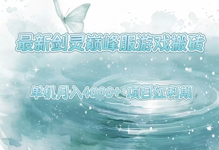 最新剑灵巅峰服游戏搬砖，项目红利期，单机稳定月入4k+操作简单好上手【揭秘】-第一资源网