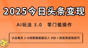 今日头条新玩法:AI玩法 3.0.零门槛操作,小白每天 2 小时照做就能日入3张 + 的实测变现技巧-第一资源网