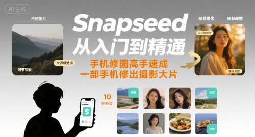 Snapseed从入门到精通，手机修图高手速成，一部手机就能修出摄影大片-第一资源网