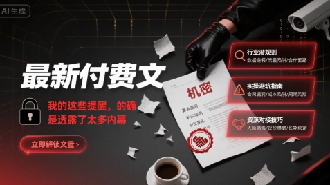 最新付费文：我的这些提醒，的确是透露了太多内幕-第一资源网
